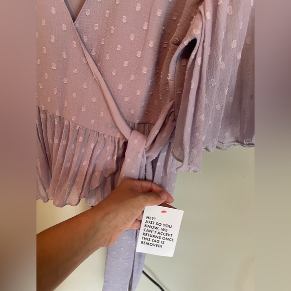 Textured wrap short sleeve blouse - Picture 8 of 9